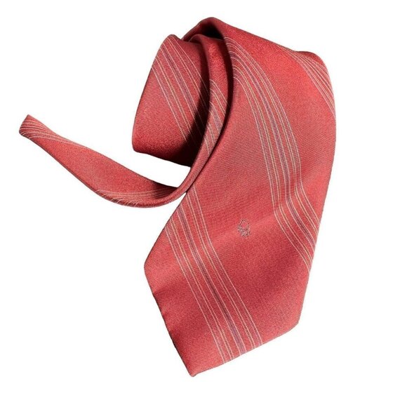 Vintage Christian Dior Tie Embroidered Emblems Red Striped Tie